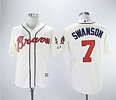 Braves 7 Dansby Swanson Cream Cool Base Baseball Jerseys,baseball caps,new era cap wholesale,wholesale hats